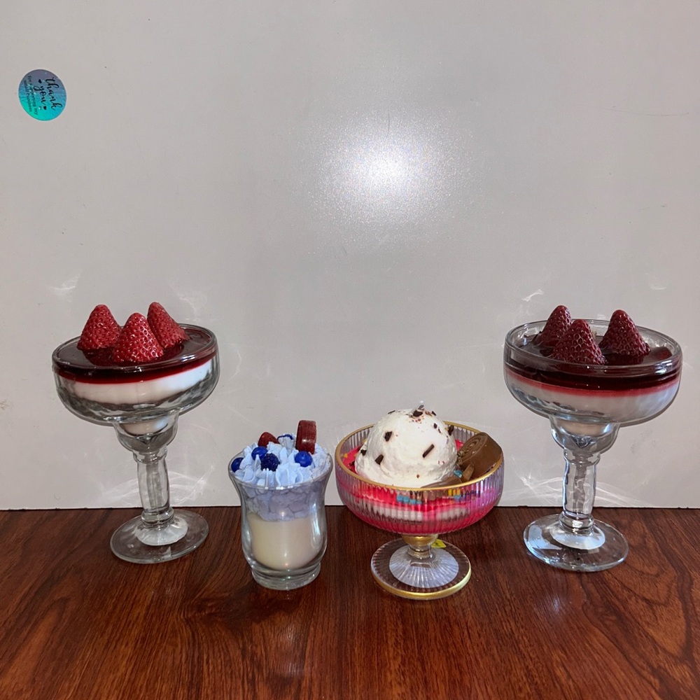 Set of 4 Decorative Dessert Scented Candle Glasses